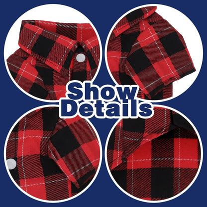 Paiaite Plaid Dog Shirt: Classic Checkered Style in Pure Cotton for Large, Medium, and Small Breeds, Comfort, Breathability, and Elegance. Perfect for Everyday Wear, and Photoshoots Red M