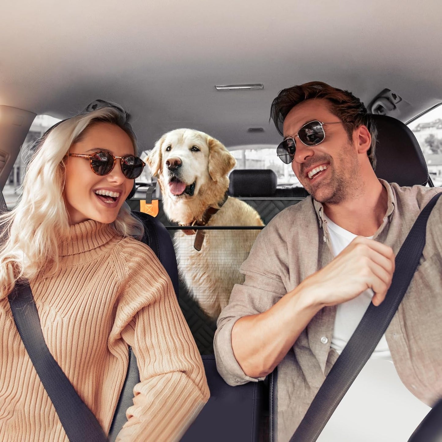 PROZAR Dog Car Seat Cover for Back Seat, Hard Bottom Back Seat Extender for Dogs - Supports 400lbs, Back Seat Pet Cover, Dog Hammock for Car SUV and Trucks