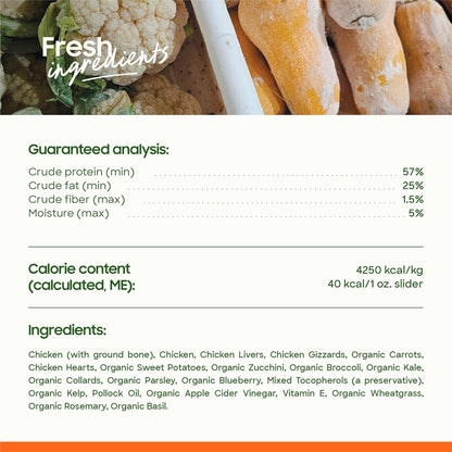 smallbatch Pets Freeze Dried Raw Dog Food, Chicken Recipe, 25 oz, Organic High Protein Dog Food, Grain Free, Made in The USA, Humanely Raised Meat, Single Protein, for Picky Eaters, Hydrate & Serve