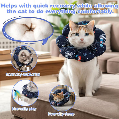 Cat Cone Collar Soft Waterproof Cat Recovery Collar Protective Adjustable Cones to Stop Licking After Surgery Cute Pet Pillow for Small Animal Cats Kittens Puppies