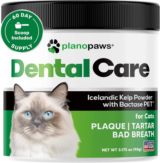 Cat Dental Care Powder - Easier Than Toothpaste - Alternative to Dental Treats for Plaque Removal - Teeth Cleaning Powder with Bactase PET - Breath Freshener for Bad Breath - Oral Care All Ages, Sizes