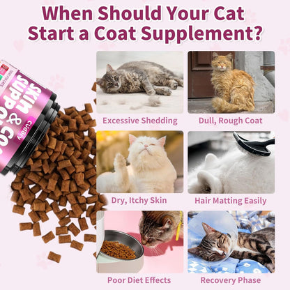 Natural Skin and Coat Support for Cats Cat Multivitamin, Crunchy & Creamy Cheese Chew