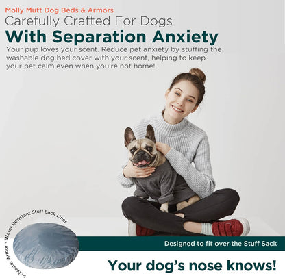 Molly Mutt Water-Resistant Dog Bed Liner, Nylon Bed Liner For Dogs, Easy To Clean, Gray, Round, 36”x36”x4.75”