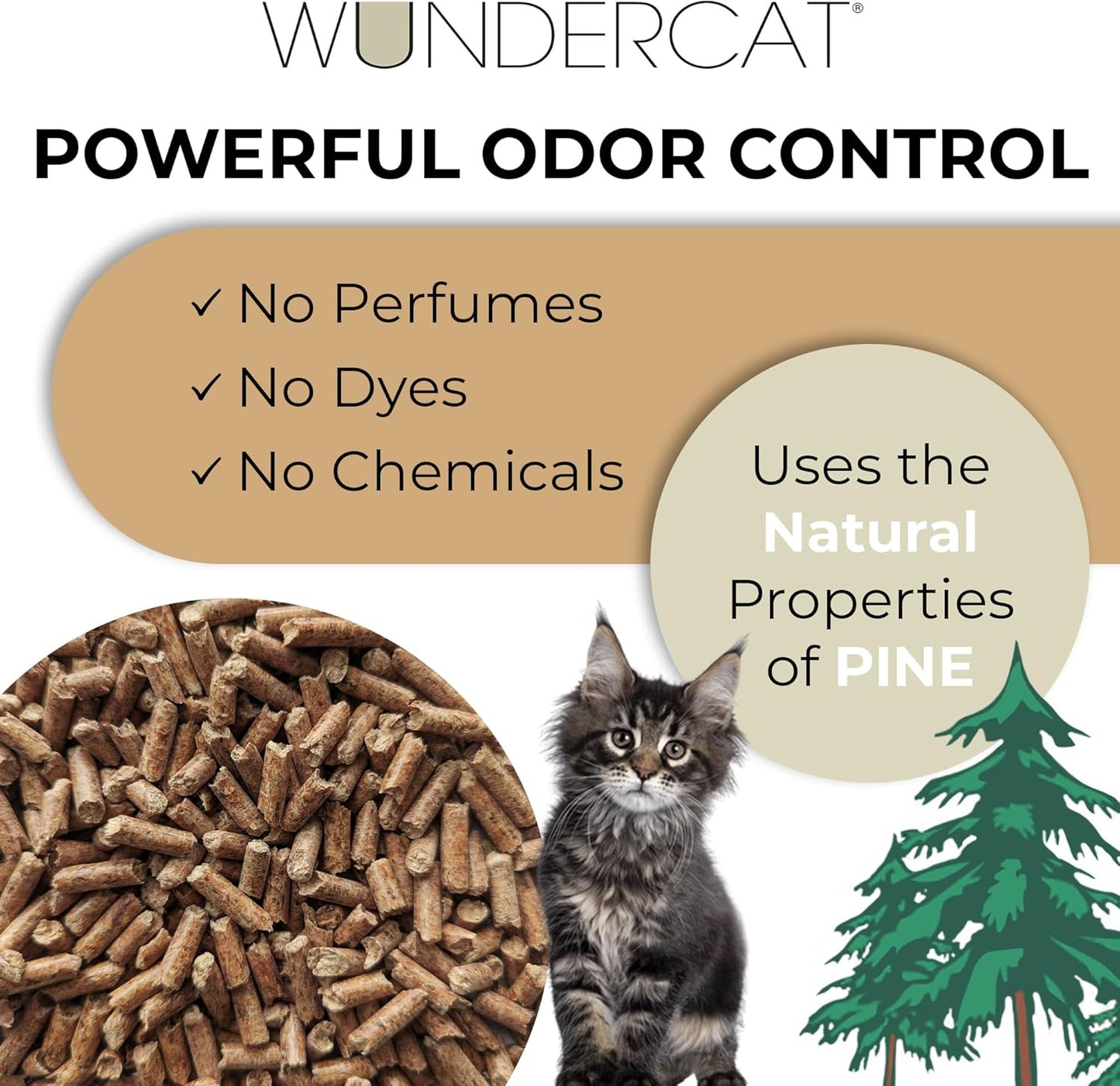 Progressive Planet Wundercat Natural Pine Cat Litter, 20lbs - 100% Reclaimed Wood Pellets for Superior Absorption & Odor Control - Low-Tracking & Biodegradable - No Synthetic Perfumes