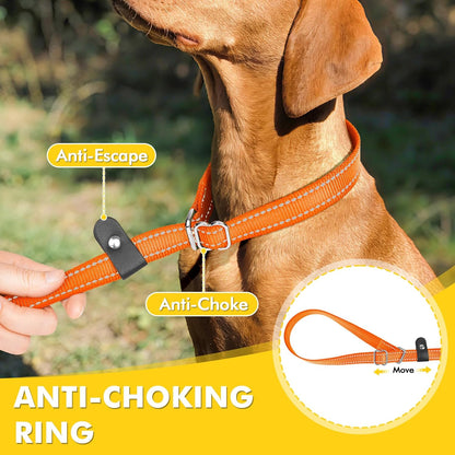XiaZ Slip Lead Dog Leash, 6 FT Flat Rope Slip Leash with Double Handles and Collar Attachment, No Pull Pet Training Lead with Highly Reflective for Small Medium Large Dogs Orange