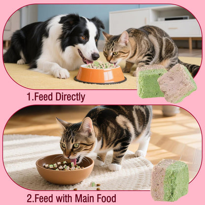 HavenJanny Freezed-Dried Cat Grass Treats, Catgrass Cranberry Duo Bites, Cat Dental Treats for Hairball Control and Urinary Tract Support, Cats Teething Stick (60g, Cranberry)