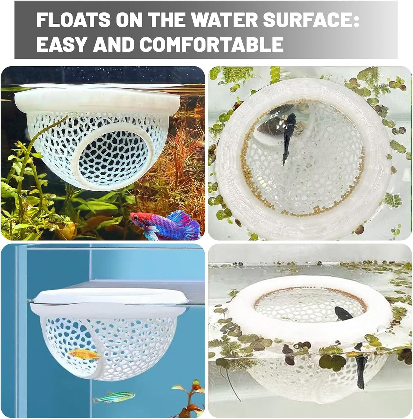 Aquarium Floating Betta Fish Skins, Suitable for Fighting Fish, Shrimp, and Small Fish Multi-Functional Hammock, Aquarium Hiding Feeding Decorative Accessories (White)