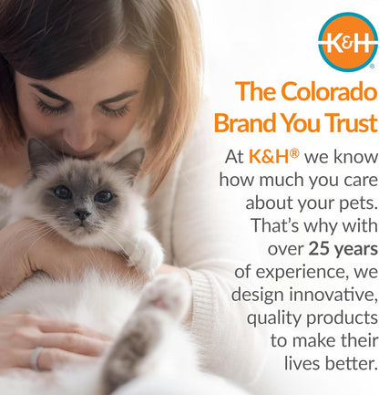 K&H PET PRODUCTS Self-Warming Cat Bed Pad, Self Heating Pad for Outdoor Cat Houses, Warming Mat for Indoor Pet Beds & Furniture, Reversible Blanket, Washable - Small 21 X 17in Oatmeal/Chocolate