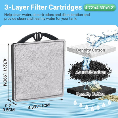 GOZILLA Aquarium Filter Cartridges,Fish Tank Filters Accessories Set,Turtle Tank Filter Replacement Includes 8 Filter Cartridges and 2 Filter Boxes.Only Suit for GZ-107 Low Water Level Tank Filter.