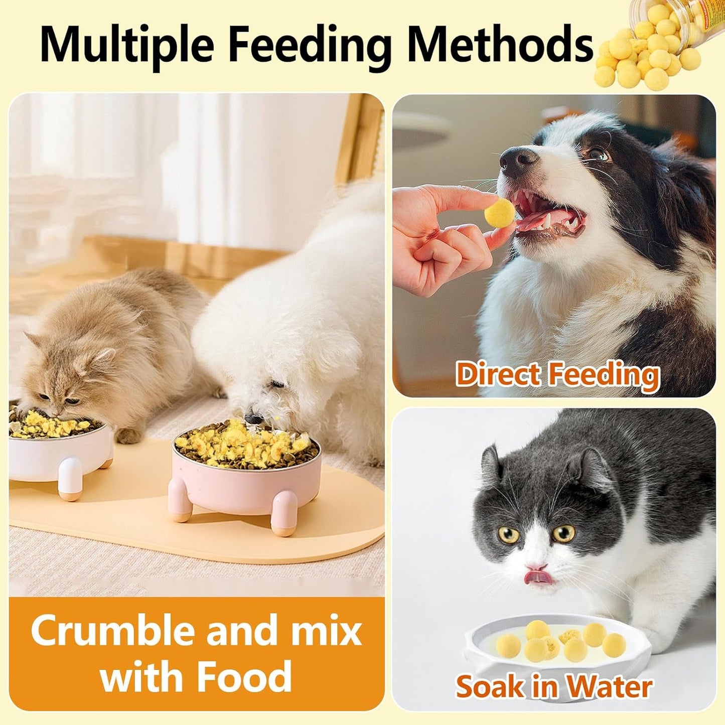 3.52oz/100g Freeze Dried Quail Egg Yolk, Cat and Dog Treats, Single Ingredient Pet Snacks, Healthy Tasty Dry Pet Food