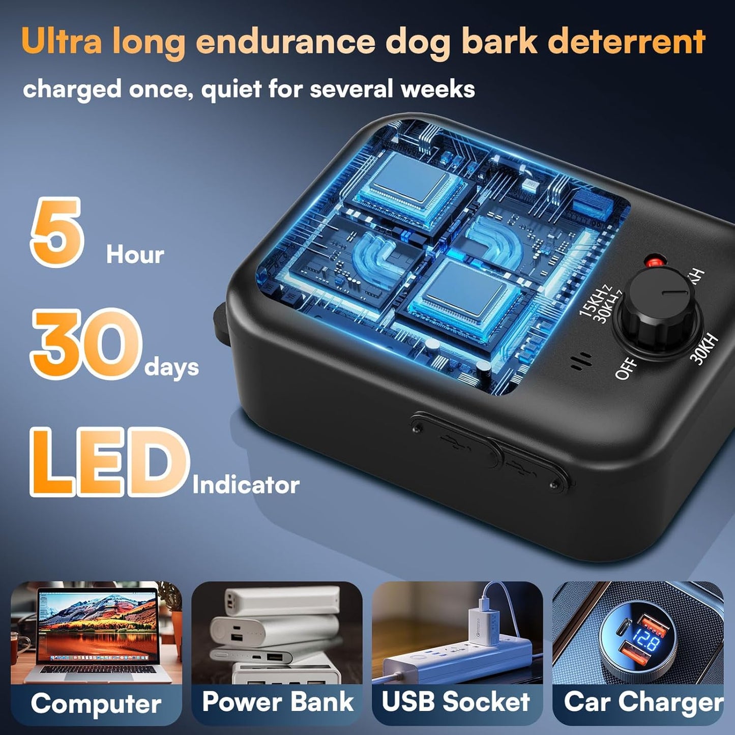 Anti Barking Devices, Auto Barking Control Devices with 3 Modes, Rechargeable Ultrasonic Dog Barking Deterrent Devices Bark Box, Effective Stop Barking Dog Devices for Indoor & Outdoor Use