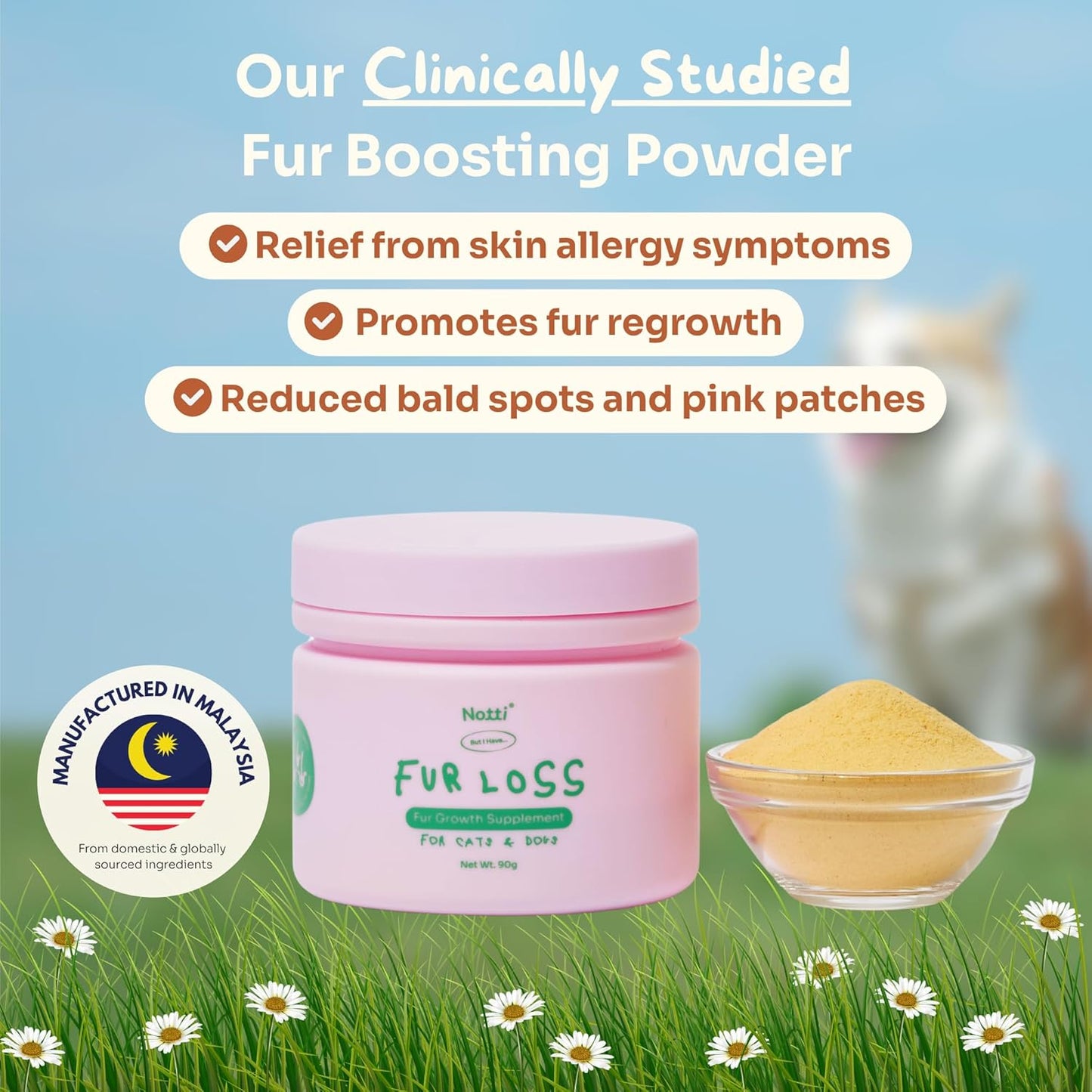 Notti Itchy Skin Allergy Relief - Omega 3 Fish Oil - Itchy Ears - High Concentration - Norwegian Salmon & Krill Oil Pet Supplement for Cats and Dogs - DHA - Probiotics - Joint