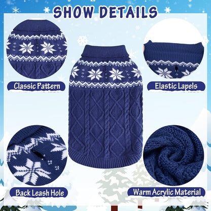 Warm Winter Dog Sweater - Cold Weather Pet Clothes for Small Medium Large Dogs Indoor Outdoor, Soft Classic Knit Puppy Apparel