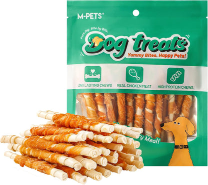M-PETS Dog Training Treats 2 Pack Bundles : (1) 5 Flavors Kabobs and (1) Chicken Wrapped Rawhide Chews Sticks