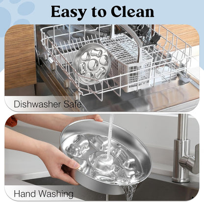 Slow Feeder Dog Bowls, 304 Stainless Steel Slow Feeder Bowl 5 Cups Metal Pet Food Bowl with Non-Slip Base for Medium & Large Breed, Bloat Stop, Dishwasher Safe