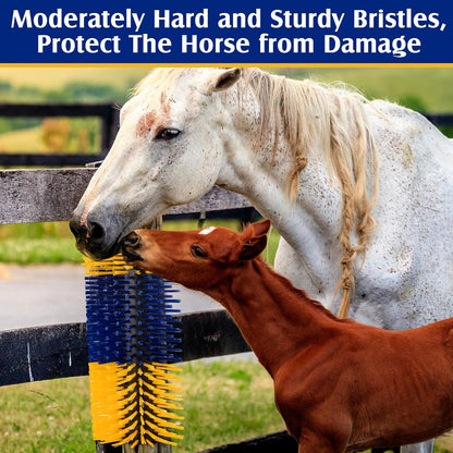 3 Pack Horse Scratching Post Livestock Scratching Brushes for Grooming 17.3 x 7.8 Inch Cow Cattle Goat Scratcher Brush for Back Itchy Relieve(Yellow and Blue)