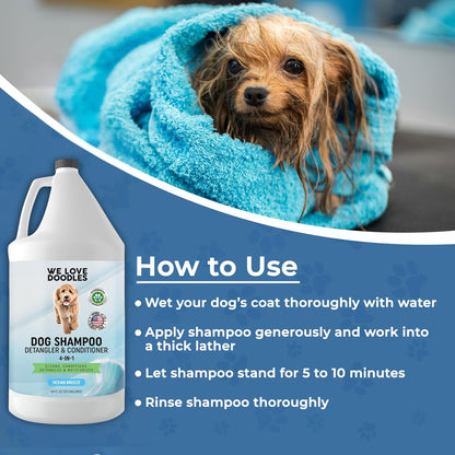 Dog Shampoo Half Gallon - Cleans, Conditions & Detangles, Goldendoodles, Poodles, & Doodle Shampoo - for Matted Pet Hair - Sensitive Skin Wash for Puppies - Made in The USA, 64OZ (Ocean Breeze)