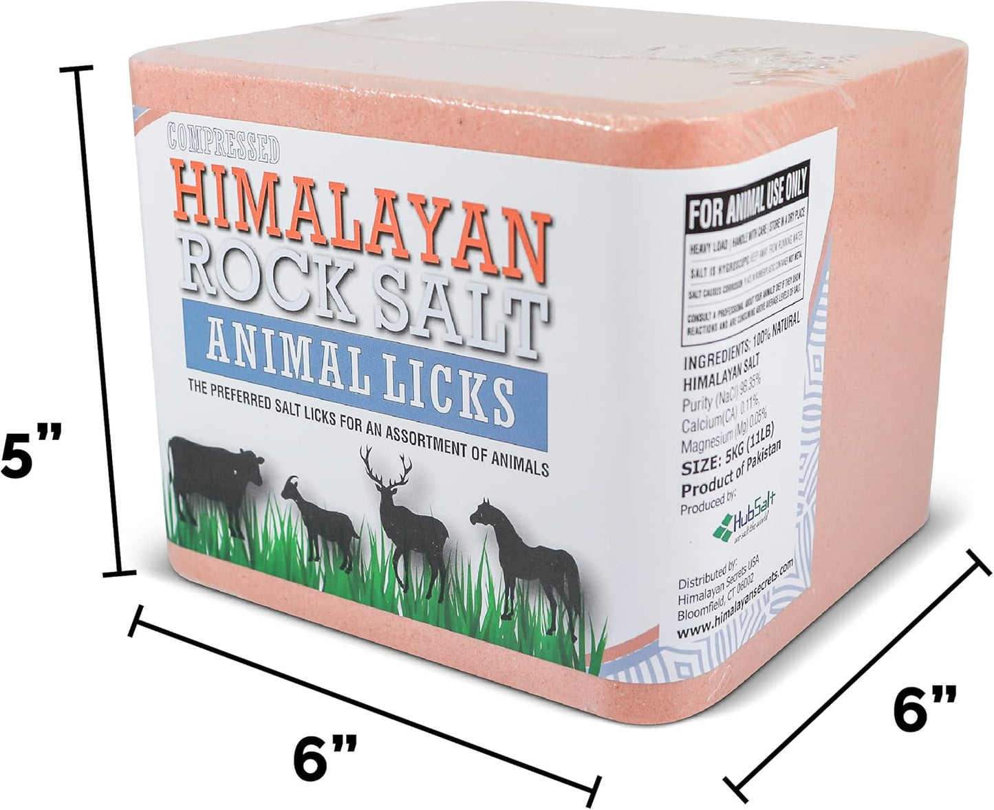 Himalayan Secrets Compressed Pink Salt Lick for Livestock and Wildlife Animals, Pure & Natural Feed Salt Block, Minerals & Trace Elements, No Additives, 11LB (5KG)