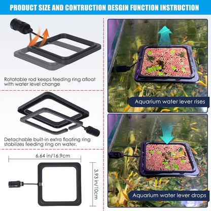 Magnetic Fish Feeding Ring, Floating Aquarium Feeder Ring for Fish Tank，Betta Feeding Ring for Goldfish, Guppy, Fresh/Saltwater Tanks- Prevents Food Scattering and Anti-Falling Off（Patented Product）