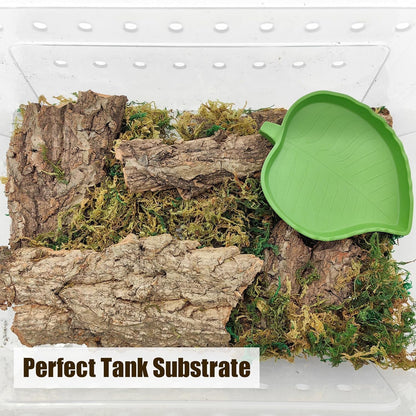 VCEPJH Reptile Bark Bedding,1 LB Natural Cork Bark for Geckos and Reptile Climbing Branch Decor 2 Pcs Bendable Jungle Vine with Suction Cup Terrarium Plant for Gecko Bearded Dragons, Snake,Frog