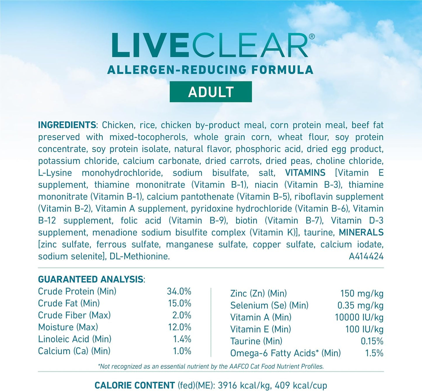 Purina ONE LiveClear Allergen-Reducing Cat Food Dry Formula with Real Chicken As The Number One Ingredient - 6.3 lb. Bag