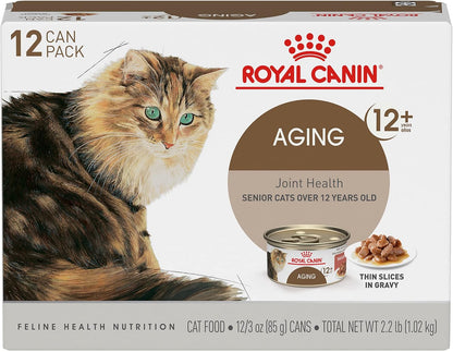 Royal Canin Feline Health Nutrition Aging 12+ Senior Thin Slices in Gravy Cat Food, 3 oz (Pack of 12)