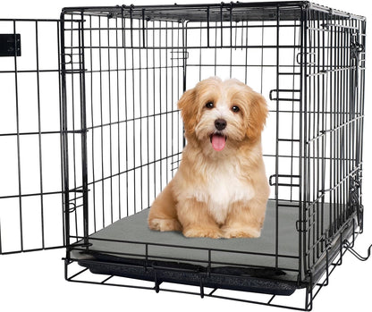 Self Warming Cat Mat - 25x18in Thermal Dog Crate Pad with Removable Washable Sherpa Cover and Reflective Insulation Layer for Self Heating - Pet Supplies for Small Dogs and Cats by PETMAKER (Gray)