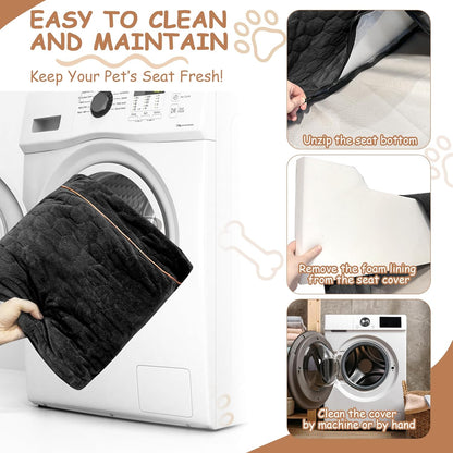 Dog Booster Seat for Larger & Medium Dogs – Comfortable Dog Car Bed with Washable Cover and Storage Pockets for Pets Up to 60lbs (Black)