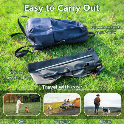 Dog Stakes for Outside Hold up to 250Lbs Dogs Heavy Duty Tie Out Tether Leash Chain for Yard Outdoor Camping Screw in Ground Anchor Set 13 inch Black, 15 FT Steel Cable