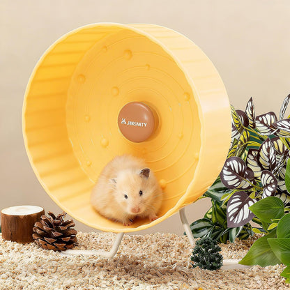 8.4" Silent Hamster Wheel, Non-Slip Track, Exercise, Release Stress, Relieve Anxiety, Adjustable Height Stand, for Syrian Dwarf Hamster, Gerbil, Mice, Other Small Medium Sized Pets, Yellow