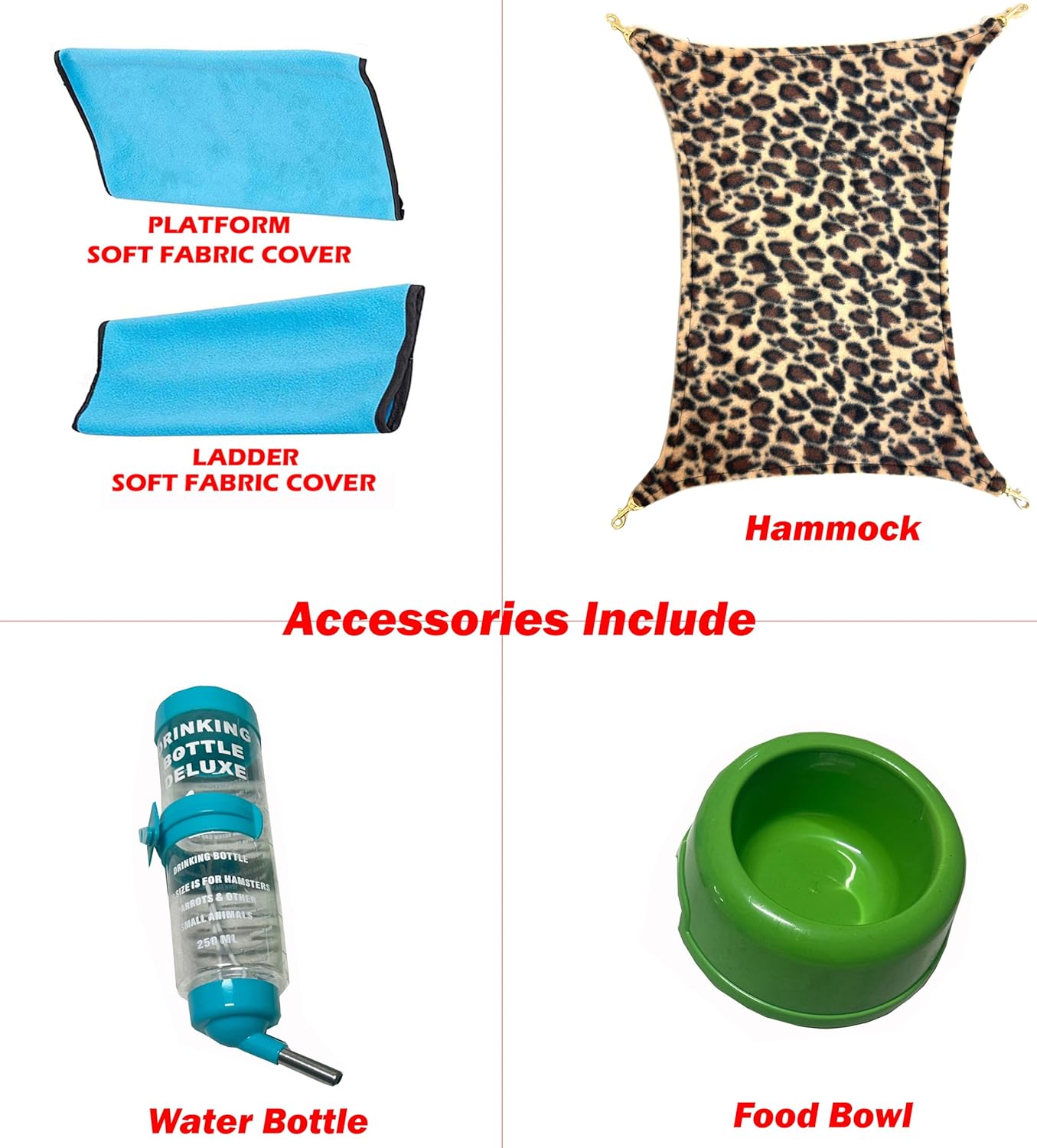 Deluxe Double Unit Two Full Story Durable Front Doors Tight 1/2-inch Wire Spacing Chew-Free Small Animal Critter Home Cage Water Bottle Food Bowl for Feisty Ferret Hammock Rat Mice On Wheels