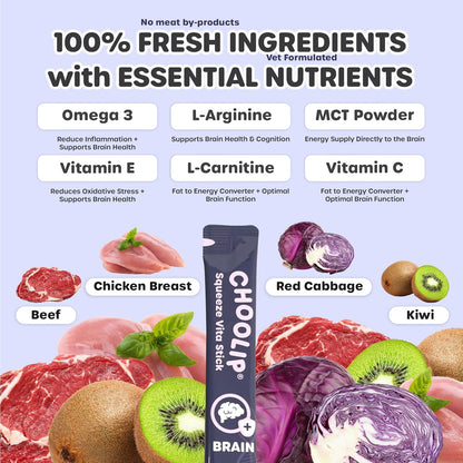Choolip Bundle | Berry Good Milk 10pk Vitamin-Infused + 49pc Brain Support Squeeze Vita Sticks with Essential multivitamins [Both Products are for Cats & Dogs of All Life Stages]