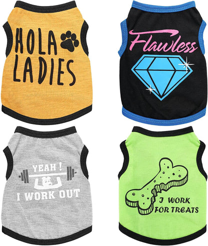 4 Pcs Chihuahua Clothes Cute Boy Dog Shirts for Small Dogs Soft Comfortable Black XXS Dog Clothes Pet Clothing Shirt for Teacup Dogs Yorkies Puppy Kitten