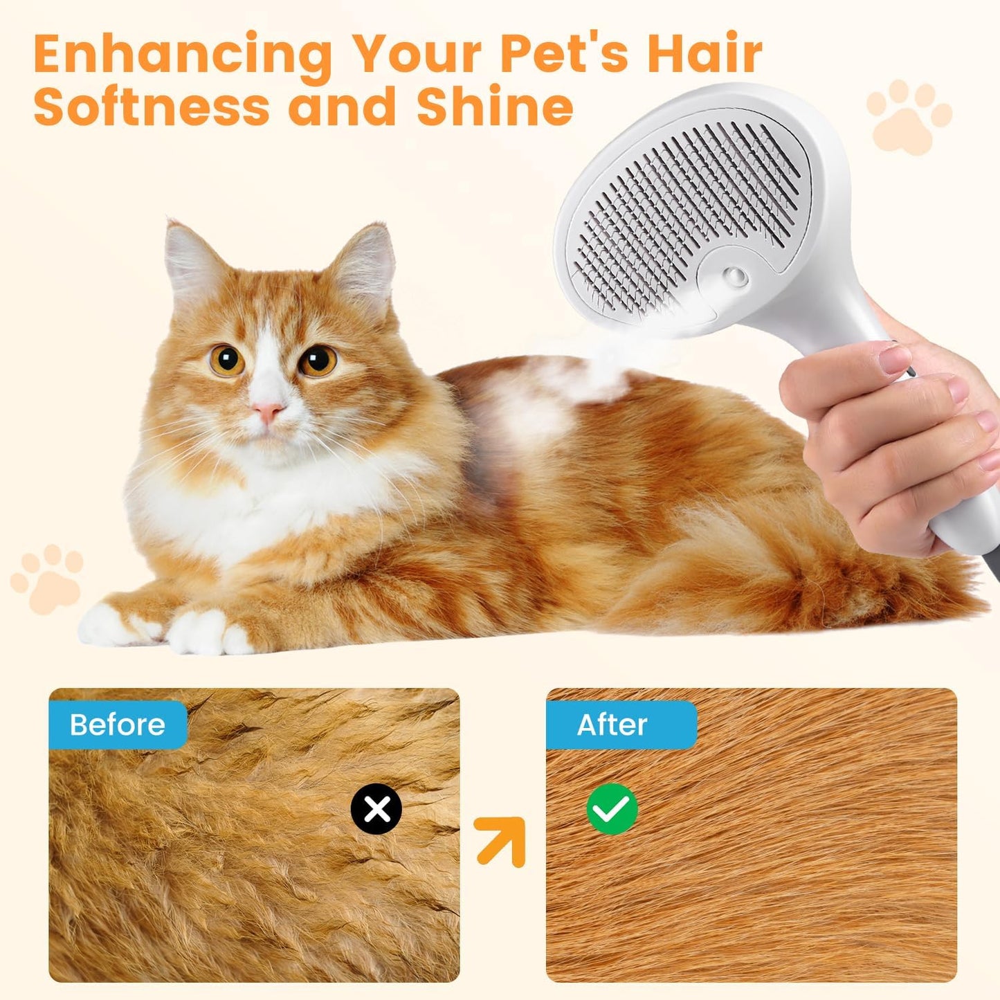 4 in 1 Cat Steam Brush, Rechargeable Pet Spray Hair Removal Comb, Self Cleaning Pet Brush for Indoor Long & Short Haired Pets, Cat Brushes for Shedding, Grooming, Cleaning and Massage