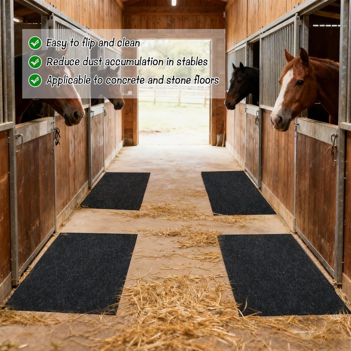 4x6 Ft Horse Stall Mat, Stable Mat for Horses Back Non-Slip Design Mat Backing Moisture Absorbent Easy to Clean for Horses Livestock Stables Barns Kennels Garages