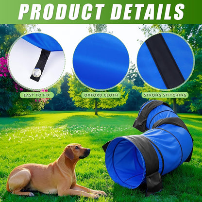 28 in Extra Large Dog Agility Tunnel with Sandbags 10 Foot Dogs Agility Training Equipment Tunnel with 3 Pack Sandbags Carry Bag and 4 Ground Spikes for All Medium and Large Dogs