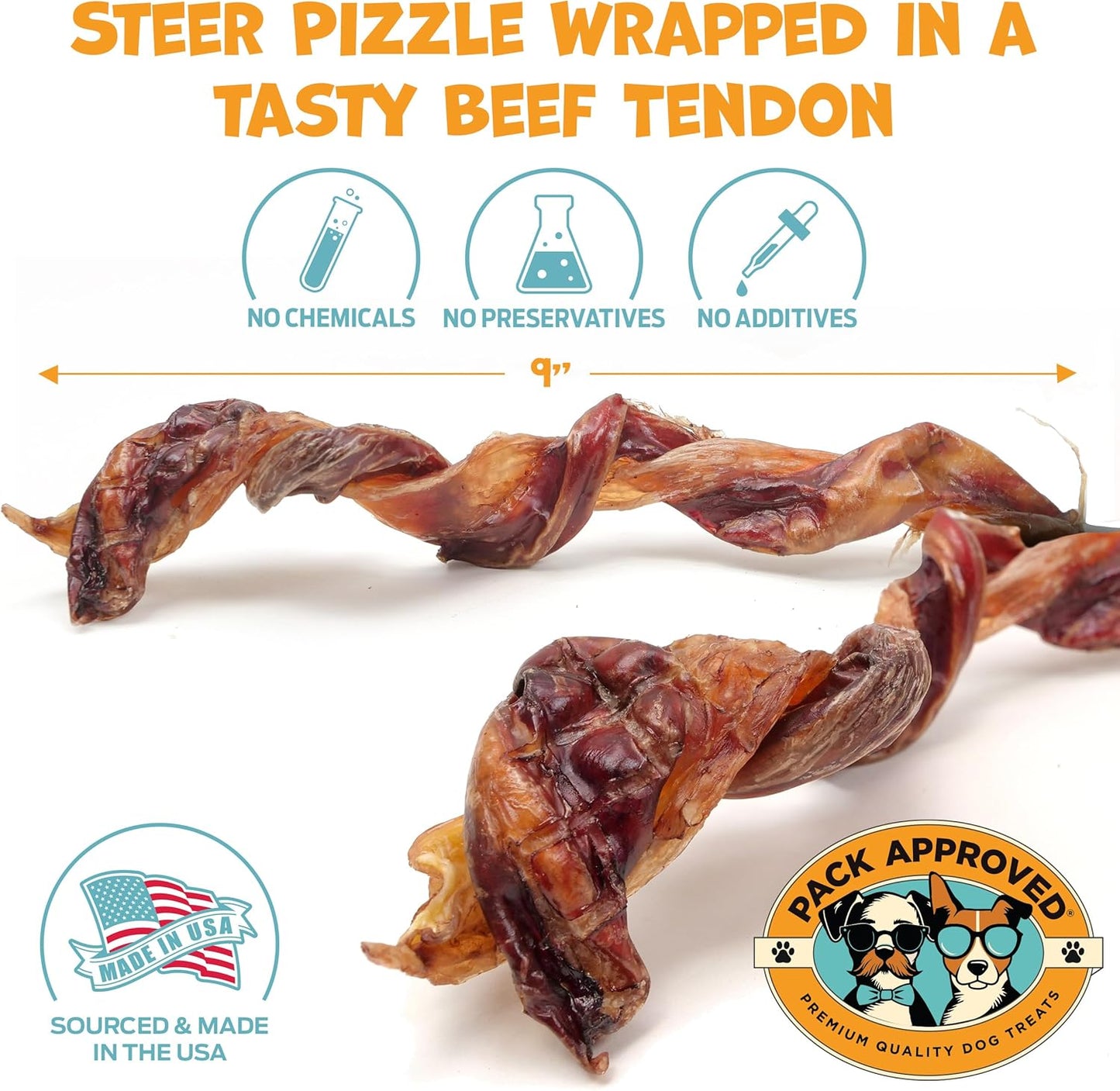 Long Lasting Dog Chews Bundle - Beef Cheek Rolls & Bull Beef Twists for Medium to Large Dogs