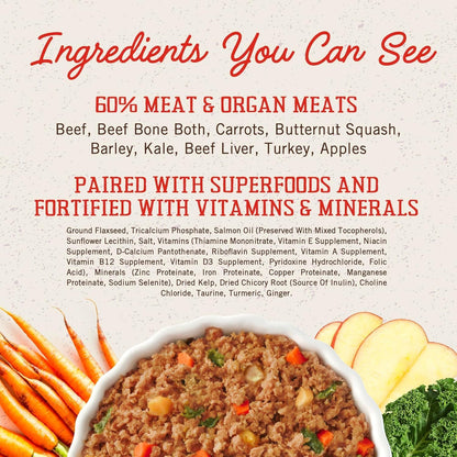 Stella & Chewy's FreshMade Frozen Fresh High-Protein Beef, Barley & Turkey Dog Food, 16-oz Pouch (Pack of 4)