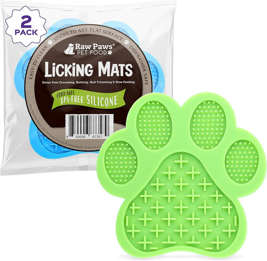 Raw Paws Licking Mats, 2-ct - Boredom Busters for Dogs in Shower, Licking Mat for Dogs - Dog Distraction Mat, Dog Slow Feeder Mat - Interactive Mat for Calming Anxiety - Lick Pad Mat for Dogs & Cats