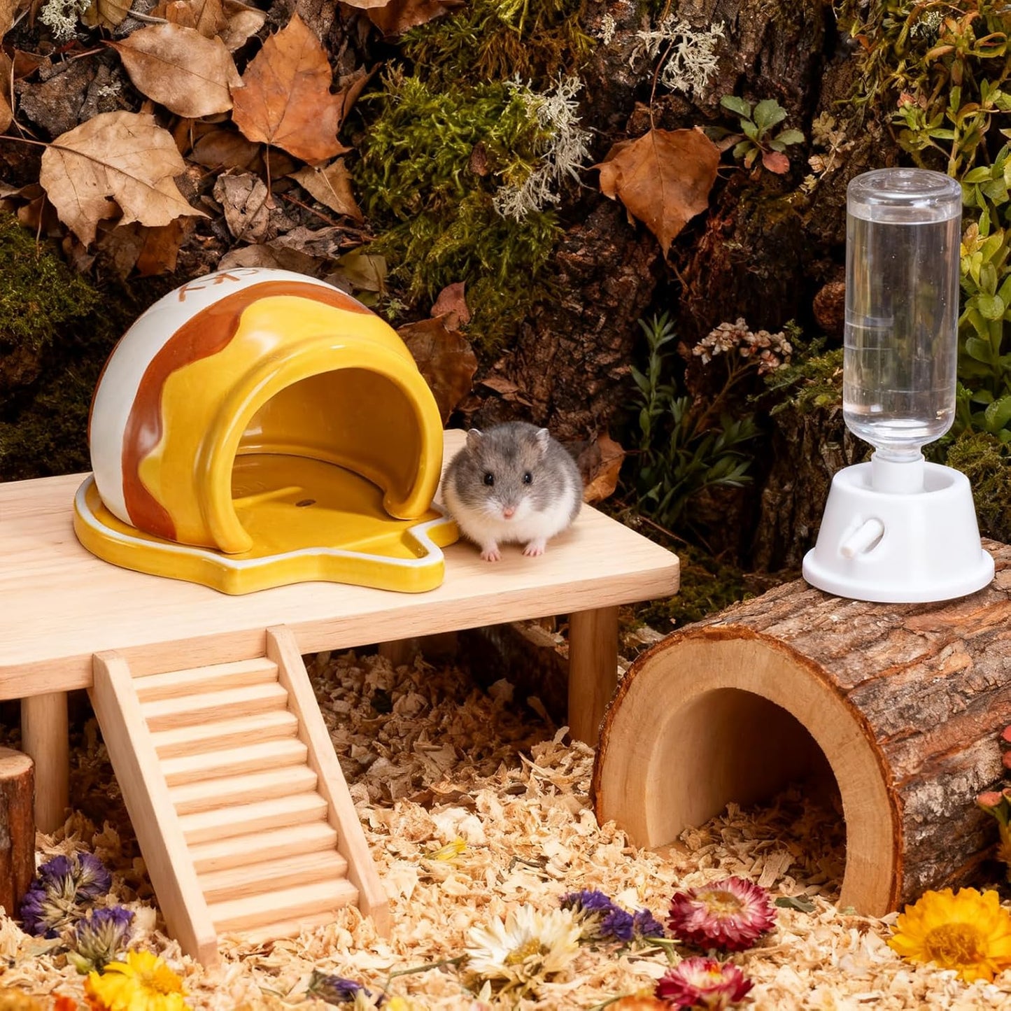 Ceramic Hamster Hideout, Small Pet Hideaway House, Guinea Pig Habitat Decor, Cute Syrian Hut, Chinchilla Cage Accessories for Dwarf Hamsters, Mice, Rats, Toads, Gerbils (Honey Shape)