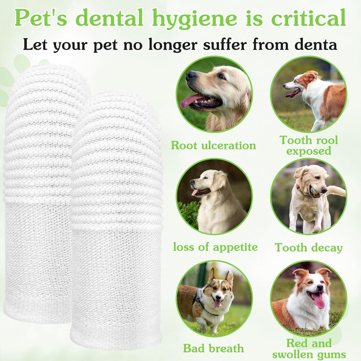 30Pcs Cat & Dog Toothbrush Finger, Soft Fabric Finger Toothbrush for Dogs Cats, Washable & Reusable Teeth Cleaning Wipes Toothbrushes Fingers Dental Wipes Gum Care Remove Stain