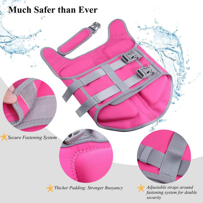 VIVAGLORY + Neoprene Dog Life Vest + High Buoyancy Dog Life Jacket, Lightweight & Buoyancy, Swimming Vest with Handle