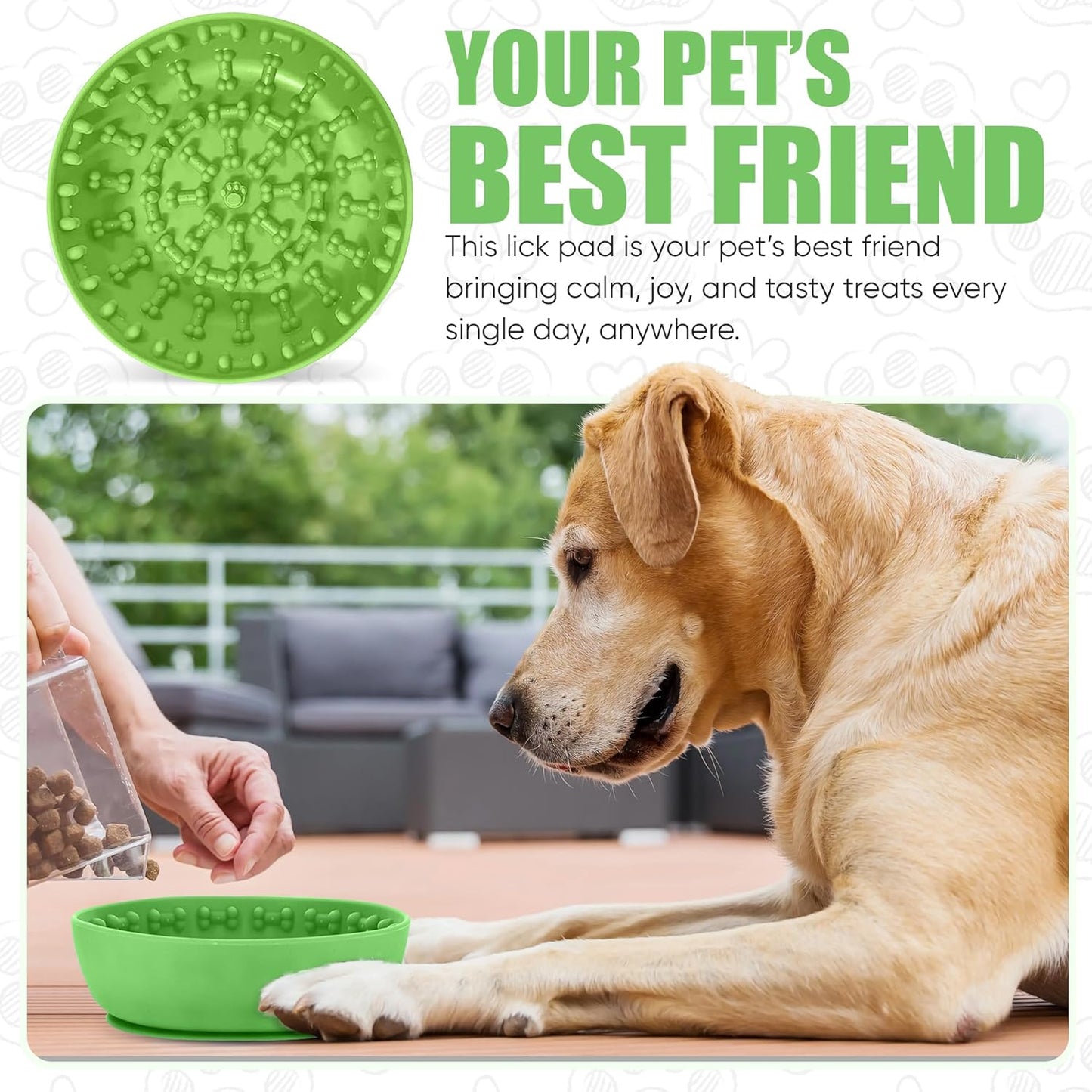 Lick mat for Dog Slow Feeder Bowl Anxiety Boredom Reducer Perfect for Yogurt, Peanut Butter. Wobble Dog Slow Feeder Bowl Easy to Clean - Non Slip Design BPA Free Silicone Licking mat - Green