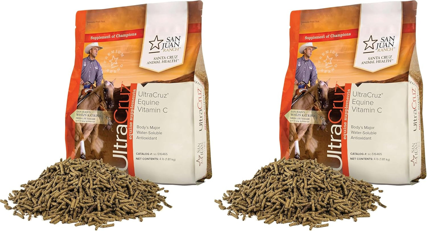 UltraCruz Equine Vitamin C (Ascorbic Acid) Supplement for Horses, 4 lb, Pellet (32 Day Supply),sc-516465 (Pack of 2)
