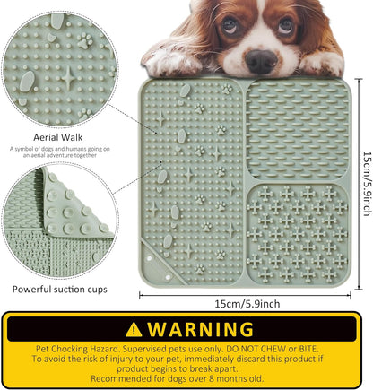 Lick Mat for Dogs Cats(2pcs, Small, 5.9") Easy Clean Silicone Licking Pad Slow Feeder for Pets with Suction Cups, Enrichment Accessories Anxiety Boredom Relief, Keep Them Busy for Bathing