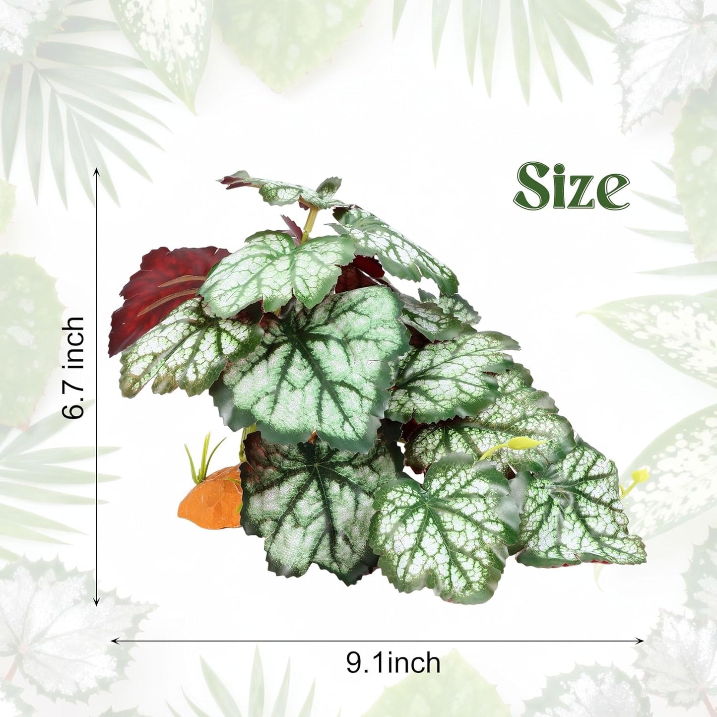 Reptile Plants for Terrarium, Amphibian Habitat Decor Plant, Bearded Dragon Tank Decorations, Artificial Plants for Gecko Lizard Chameleon Tortoise Ball Python Snake with Base - Fake Saxifrage