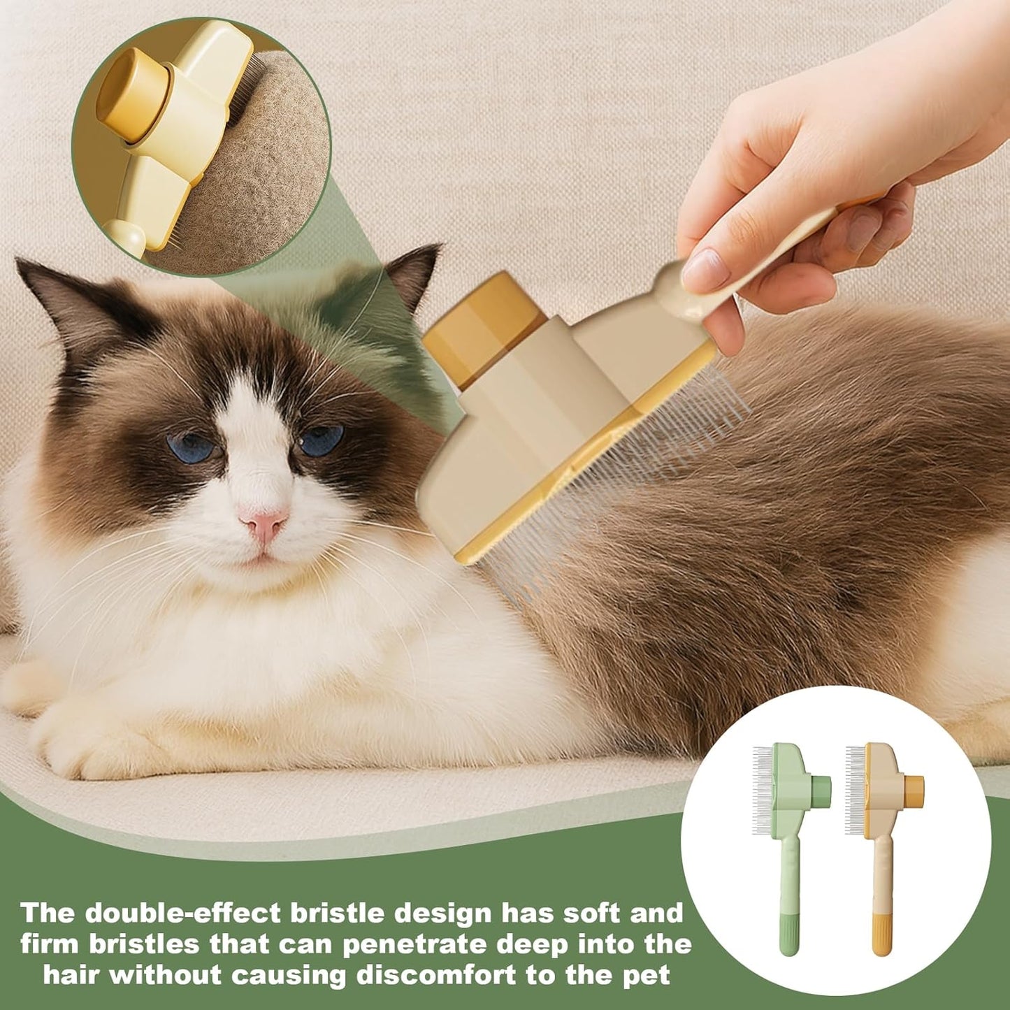 2 Pcs Cat Comb,Flea Comb For Cats,Self-Cleaning Flea For Dogs,Brush For Cats,With Long & Short Stainless Steel Metal Teeth For Shedding And Tangles For Dogs And,Comfort And Safety