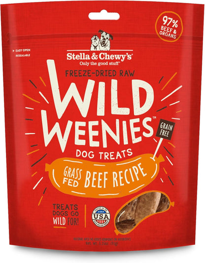 Stella & Chewy's Freeze-Dried Raw Wild Weenies Dog Treats - High-Protein Training Treats for Dogs & Puppies - All-Natural Grass-Fed Beef Recipe with 97% Meat & Organs - USA Made - 3.25 oz Bag