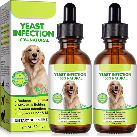 Natural Yeast Treatment for Dogs (2 Pack), Yeast Infection Treatment for Dogs, Supports Healthy Itch Relief, Dog Allergy Relief, Alleviates Itching, Improves Coat & Skin, Dog Herbal Supplement