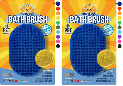 Bodhi Dog Shampoo Brush - Pet Grooming & Bath Supplies for Dogs and Cats - Bath Brush for Long & Short Hair - Premium Scrubber for Shower, Bathing & Massage (One Pack, Blue) (Pack of 2)